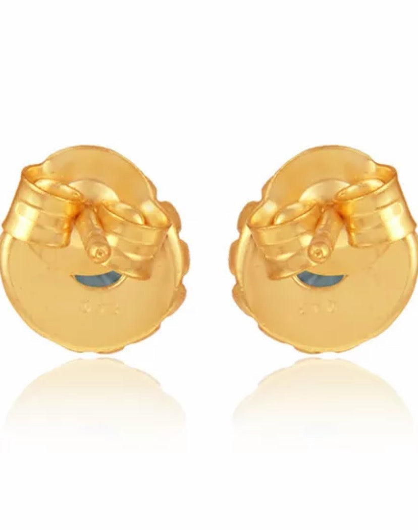 Blue Topaz Gemstones Gold Stud Earrings